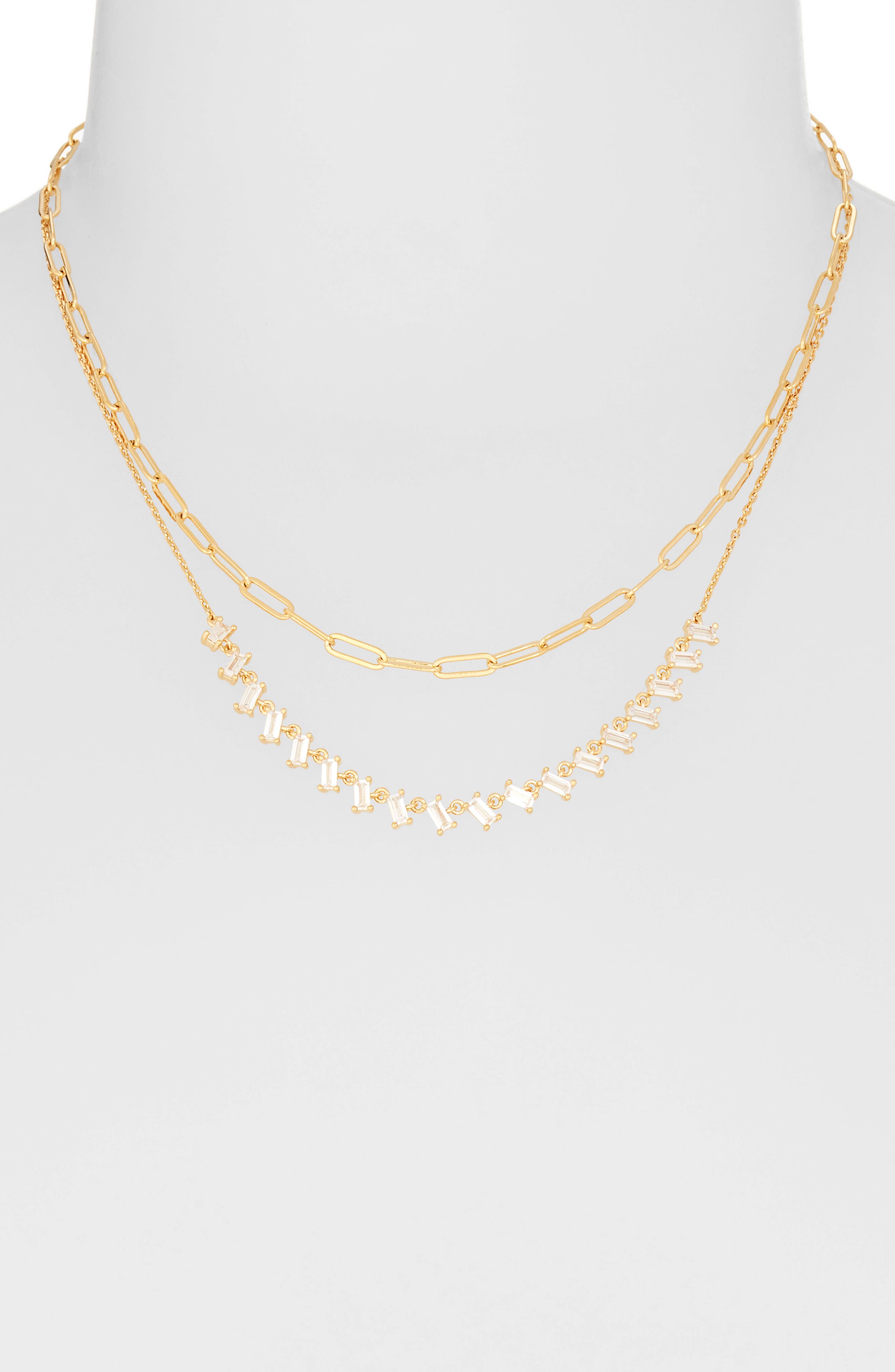 Cheline Gold Plated Silver Two Tone Beautiful Cocktail White Cz Necklace-17 